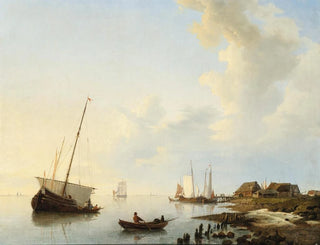 Hermanus Koekkoek - Ships in an Estuary.webp