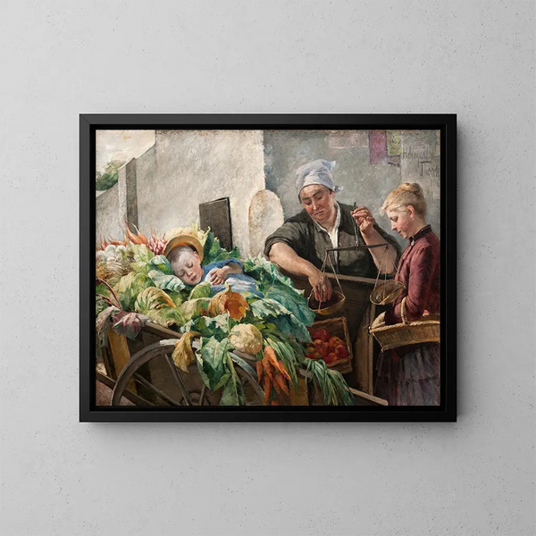 Donna venditrice di verdure in Francia - Hildegard Thorell — quadro incorniciato alla parete