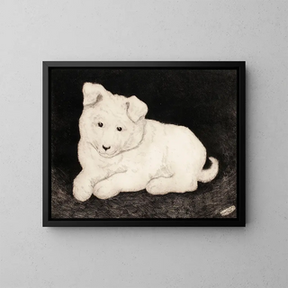 Chiot blanc Sneggie - Hjalmar Hagelstam — gerahmtes Bild an der Wand