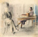 Man and woman at the table in a kitchen amdenoise - Otto Meyer-Amden — displayed in an interior