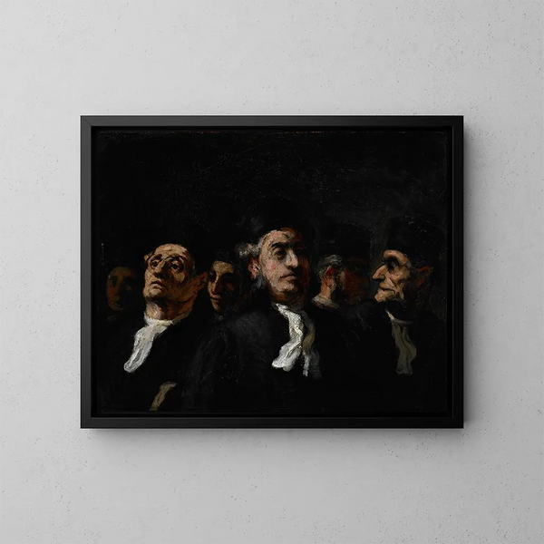 Una riunione di avvocati - Honoré Daumier — quadro incorniciato alla parete