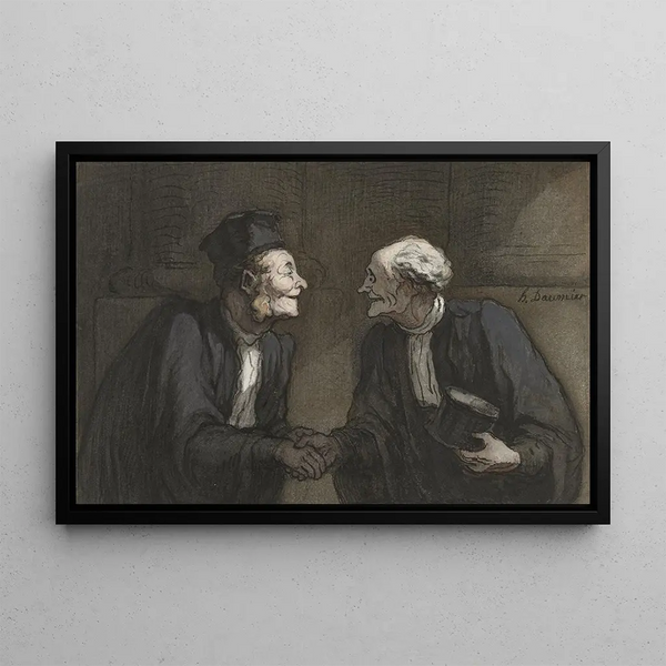 Due avvocati, la stretta di mano - Honoré Daumier — quadro incorniciato alla parete