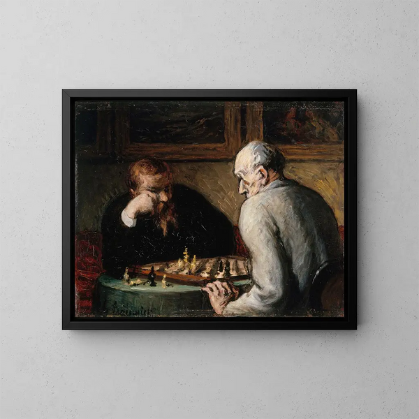 Giocatori di scacchi - Honoré Daumier — quadro incorniciato alla parete