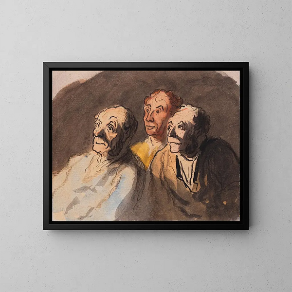 Tre spettatori - Honoré Daumier — quadro incorniciato alla parete