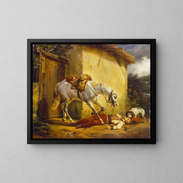 Der verwundete Trompeter - Horace Vernet — gerahmtes Bild an der Wand