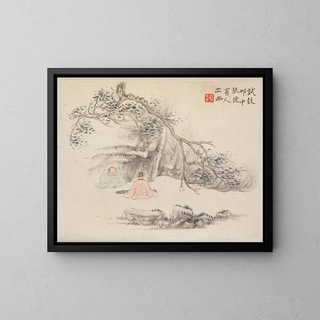 Hua Yan - Two Figures Outside One Listens while the Other Plays the Qin.webp