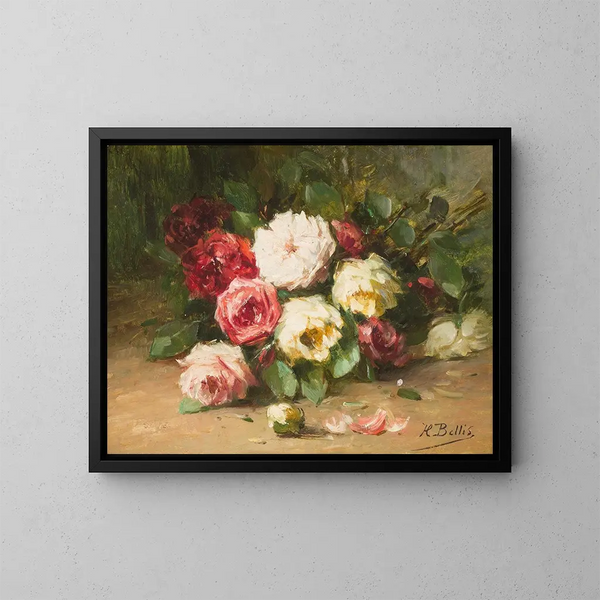 Stillleben mit Rosen - Hubert Bellis — gerahmtes Bild an der Wand