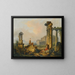 Un paesaggio con pastori e pastorelle tra rovine antiche con la statua di Castore e Polluce e il Pantheon in lontananza - Hubert Robert — quadro incorniciato alla parete