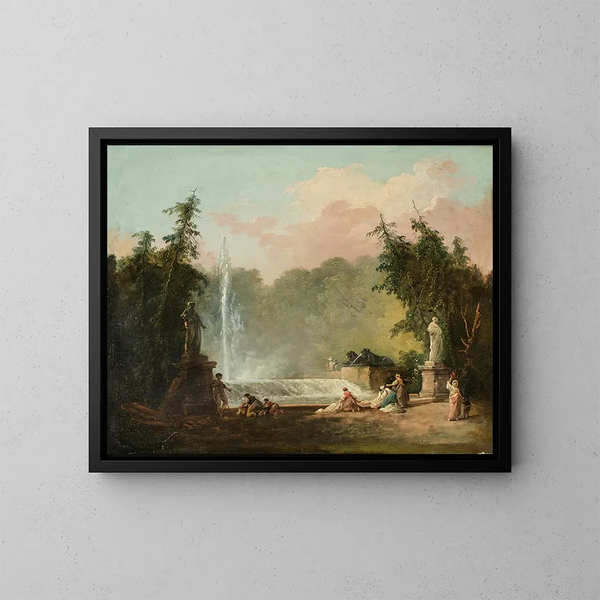 Una fontana in un parco - Hubert Robert — quadro incorniciato alla parete