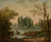 View of the Ermenonville Park with the Tomb of Jean-Jacques Rousseau and the Temple of Philosophy - Hubert Robert — artwork view