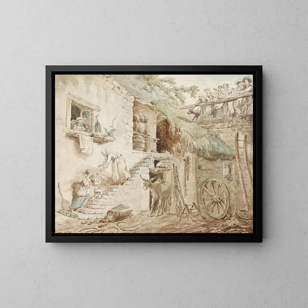 Allegorie des Sturzes der Familie du Barry - Hubert Robert — gerahmtes Bild an der Wand