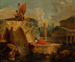 Hubert Robert - Draughtsmen In A Landscape With Ancient Ruins.webp