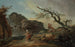 La Cascade, ein felsiger Hügel mit einer Bäuerin und einem Kind in der Nähe eines Wasserfalls und Jungen, die sich unter einem Blitzbaum ausruhen - Hubert Robert — Ansicht des Kunstwerks
