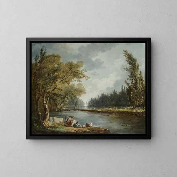 La Marne à Charenton e il Mulino di Charenton - Hubert Robert — quadro incorniciato alla parete