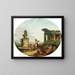 Paesaggio con lavandaie a una fontana - Hubert Robert — quadro incorniciato alla parete