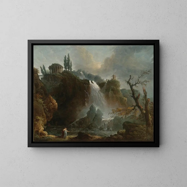 Le cascate di Tivoli - Hubert Robert — quadro incorniciato alla parete