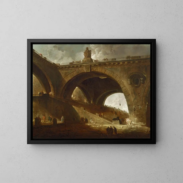 Le Vieux Pont - Hubert Robert — quadro incorniciato alla parete