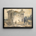 Il Tempio della Sibilla a Tivoli Un uomo con cappotto e cappello sui gradini Un gruppo di monaci a destra - Hubert Robert — quadro incorniciato alla parete
