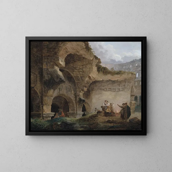 Lavatrici nelle rovine del Colosseo - Hubert Robert — quadro incorniciato alla parete