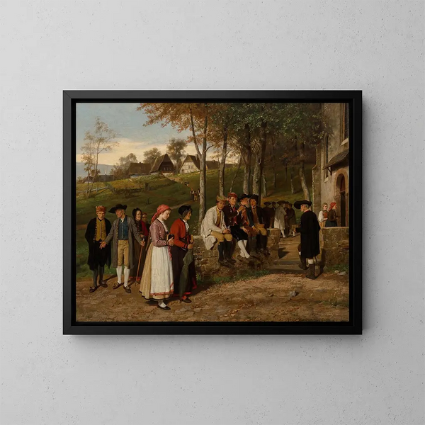 Aller à l'église - Hubert Salentin — gerahmtes Bild an der Wand