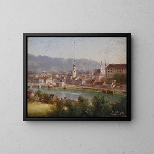 Vista su Linz - Hubert Sattler — quadro incorniciato alla parete