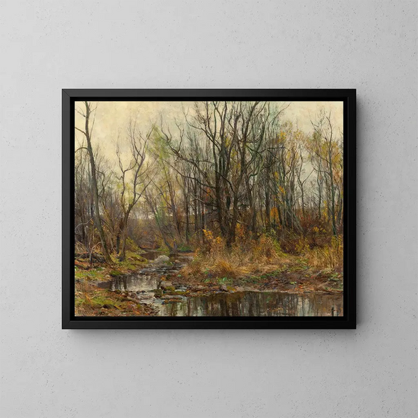 Ein Bach im Berkshire im Herbst - Hugh Bolton Jones — gerahmtes Bild an der Wand