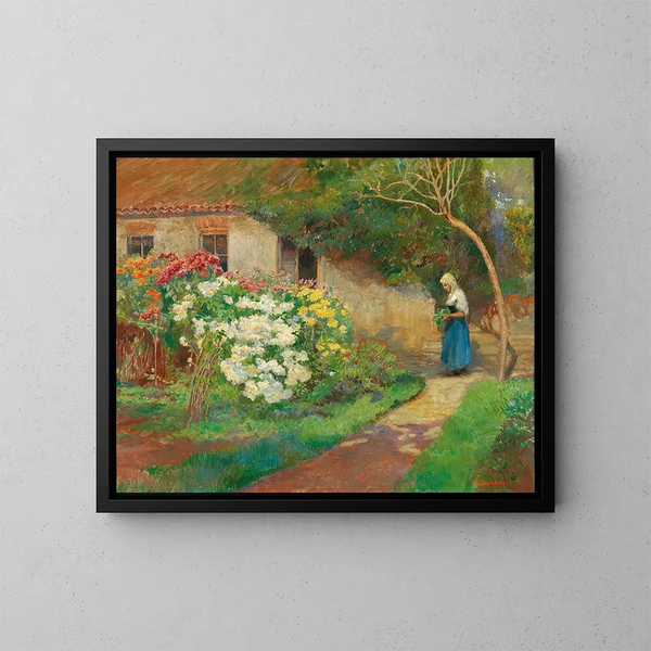 Bauernhof-Garten - Hugo Charlemont — gerahmtes Bild an der Wand