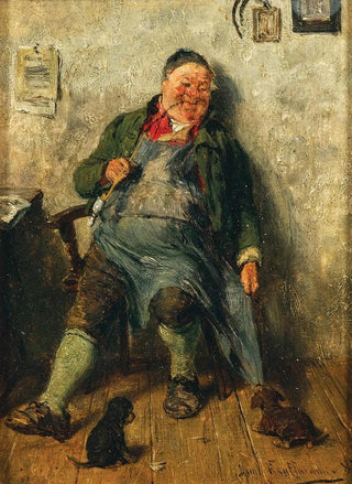 Hugo Kauffmann - An Innkeeper with Puppies.webp