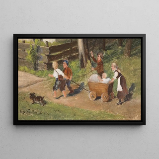 Hugo Kauffmann - Kinder mit Wagen.webp