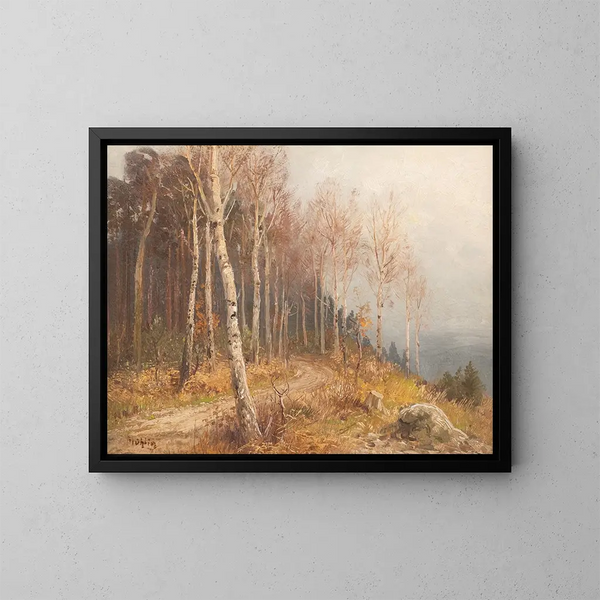 Birkenwald - Hugo Mühlig — gerahmtes Bild an der Wand