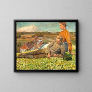 Hugo Walzer - A Spring Landscape with a Young Couple.webp