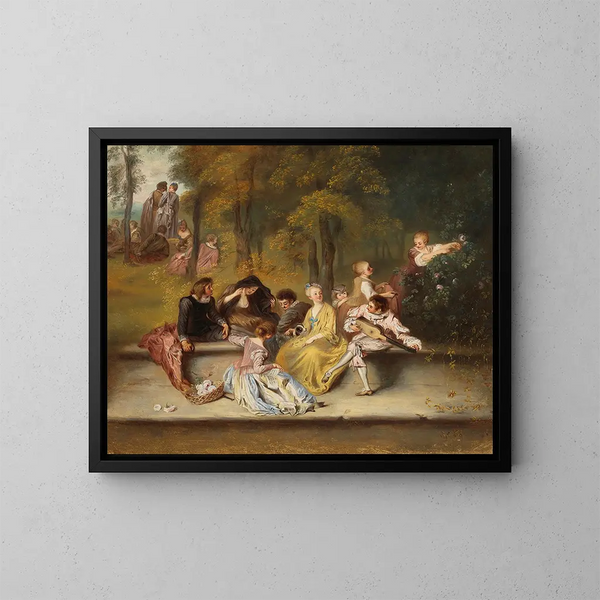 Gentlemen und Damen auf der Terrasse - Ida Silfverberg — gerahmtes Bild an der Wand