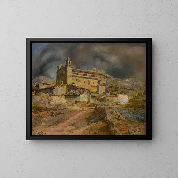 L'église de Maluenda - Ignacio Zuloaga — gerahmtes Bild an der Wand