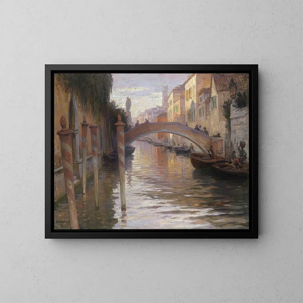 Atmosphäre des Abends in Venedig - Imre Gergely — gerahmtes Bild an der Wand