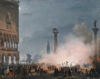 Ippolito Caffi - Venedi Piazzetta bei Nacht.webp