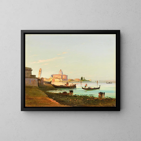 Ansicht von San Pietro di Castello in Venedig - Ippolito Caffi — gerahmtes Bild an der Wand