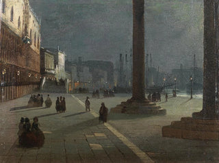 Ippolito Caffi - Venice a View of the Molo di San Marco with the Riva degli Schiavoni in the Moonlight.webp