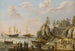 Paesaggio costiero con una galera, una fregata inglese e una barca in acque agitate - Isaac Willaerts — vista dell’opera