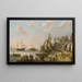 Paesaggio costiero con una galera, una fregata inglese e una barca in acque agitate - Isaac Willaerts — quadro incorniciato alla parete
