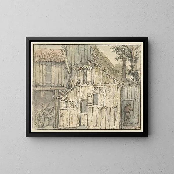 Fassade eines Bauernhofs - Isaac van Ostade — gerahmtes Bild an der Wand