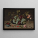 Nature morte con uva, fiori e bacche in una ciotola Wanli - Isaak Soreau — quadro incorniciato alla parete