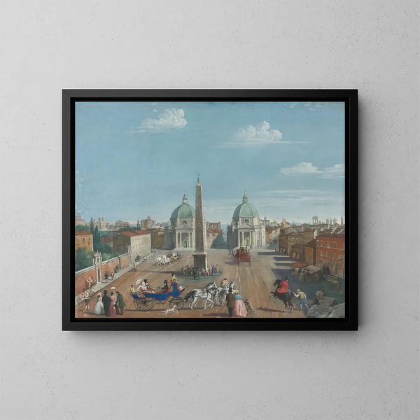 Roma, vista di Piazza del Popolo - Scuola italiana — quadro incorniciato alla parete