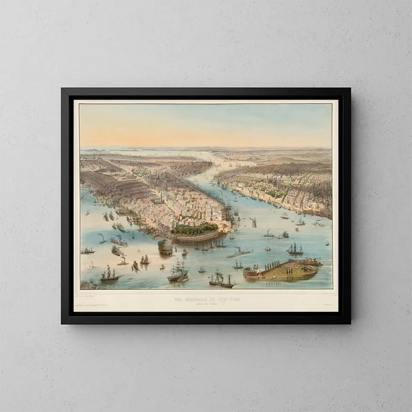Allgemeine Ansicht von New York - J Bachmann — gerahmtes Bild an der Wand