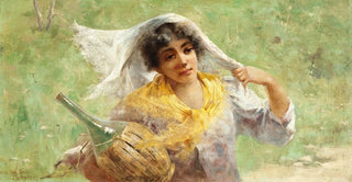 J Charles Arter - Peasant Woman with Chianti Bottle.webp