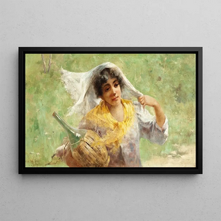 J Charles Arter - Peasant Woman with Chianti Bottle.webp