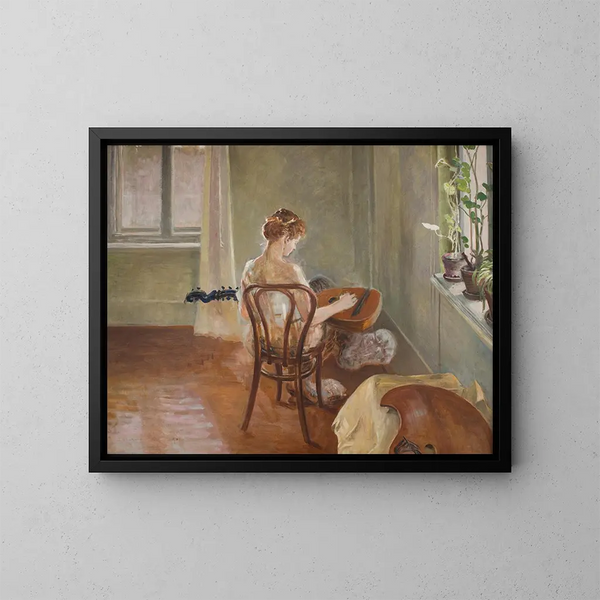 Innen-Gemälde mit der Chimäre, die Gitarre spielt - Jacek Malczewski — gerahmtes Bild an der Wand