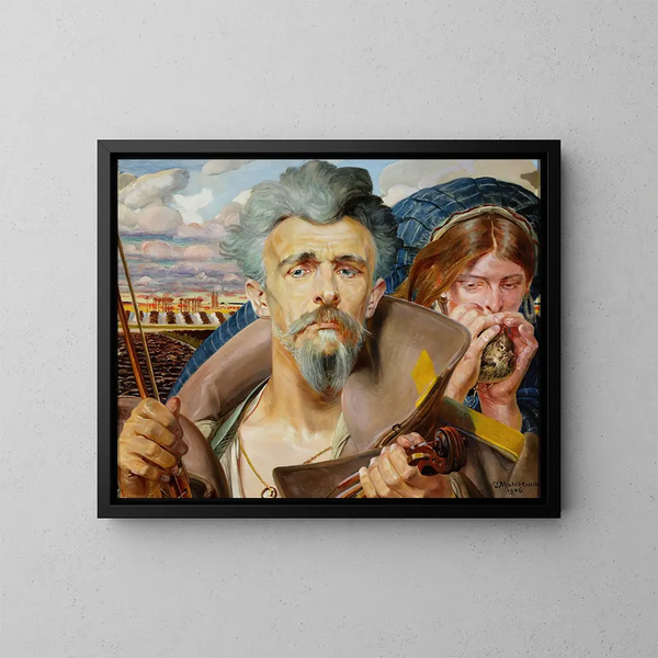 Zentraler Abschnitt der Musik des Triptychons - Jacek Malczewski — gerahmtes Bild an der Wand