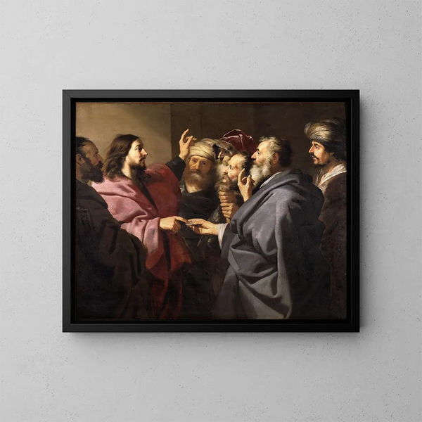 L'Offrande à la monnaie - Jacob Adriaensz Backer — gerahmtes Bild an der Wand