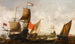 Dutch ships painting by rough sea off the coast of Amsterdam - Jacob Adriaensz Bellevois — artwork view