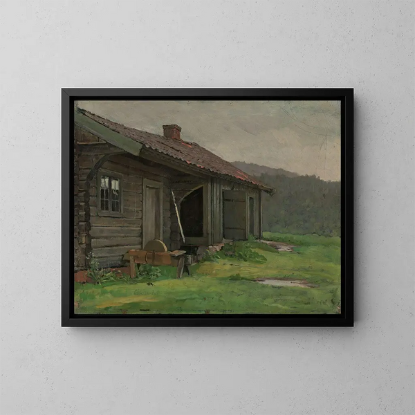 Eine Farm unter dem Sommerregen - Jacob Glersen — gerahmtes Bild an der Wand